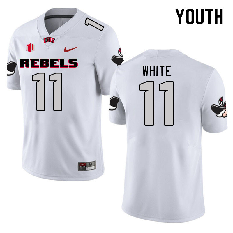 Youth #11 Ricky White UNLV Rebels 2023 College Football Jerseys Stitched-White